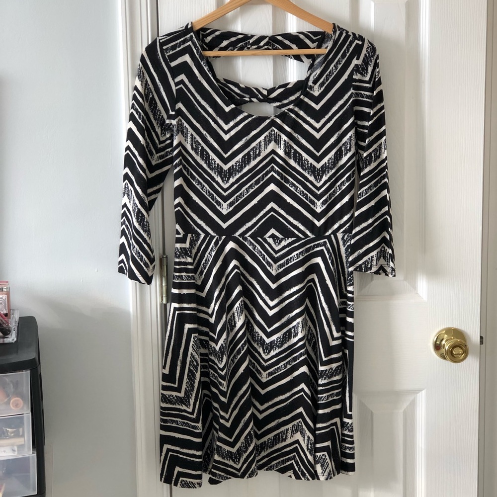 Black and cream chevron dress